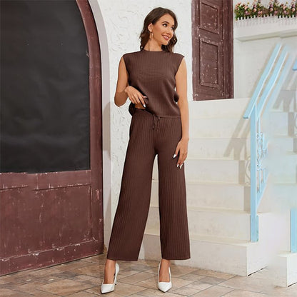 Ensemble sans manches et pantalon taille haute